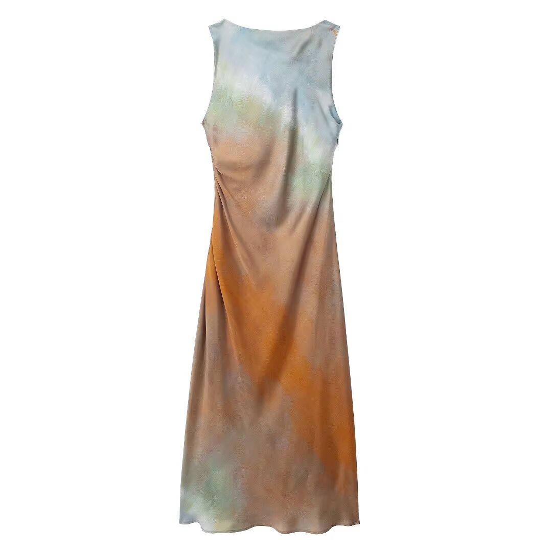 Women's Maxi Dress Satin Tie-Dyed 5