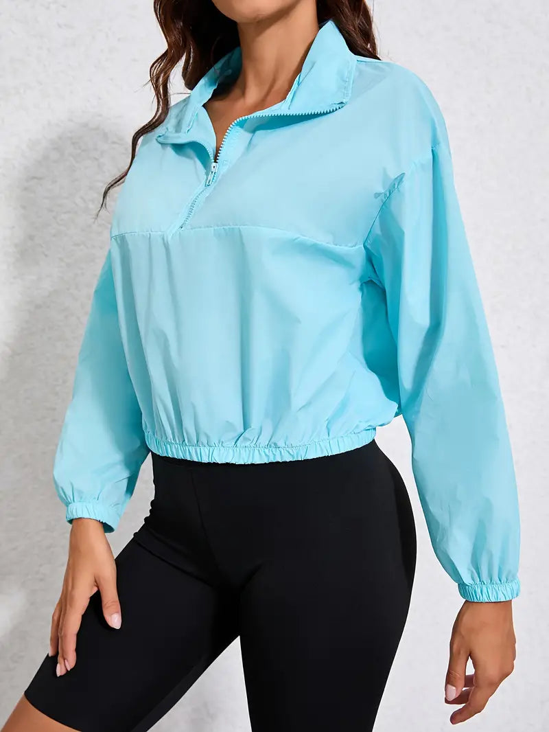 Casual Blue Zip-up Windbreaker Jacket | Great for Outdoor Activities