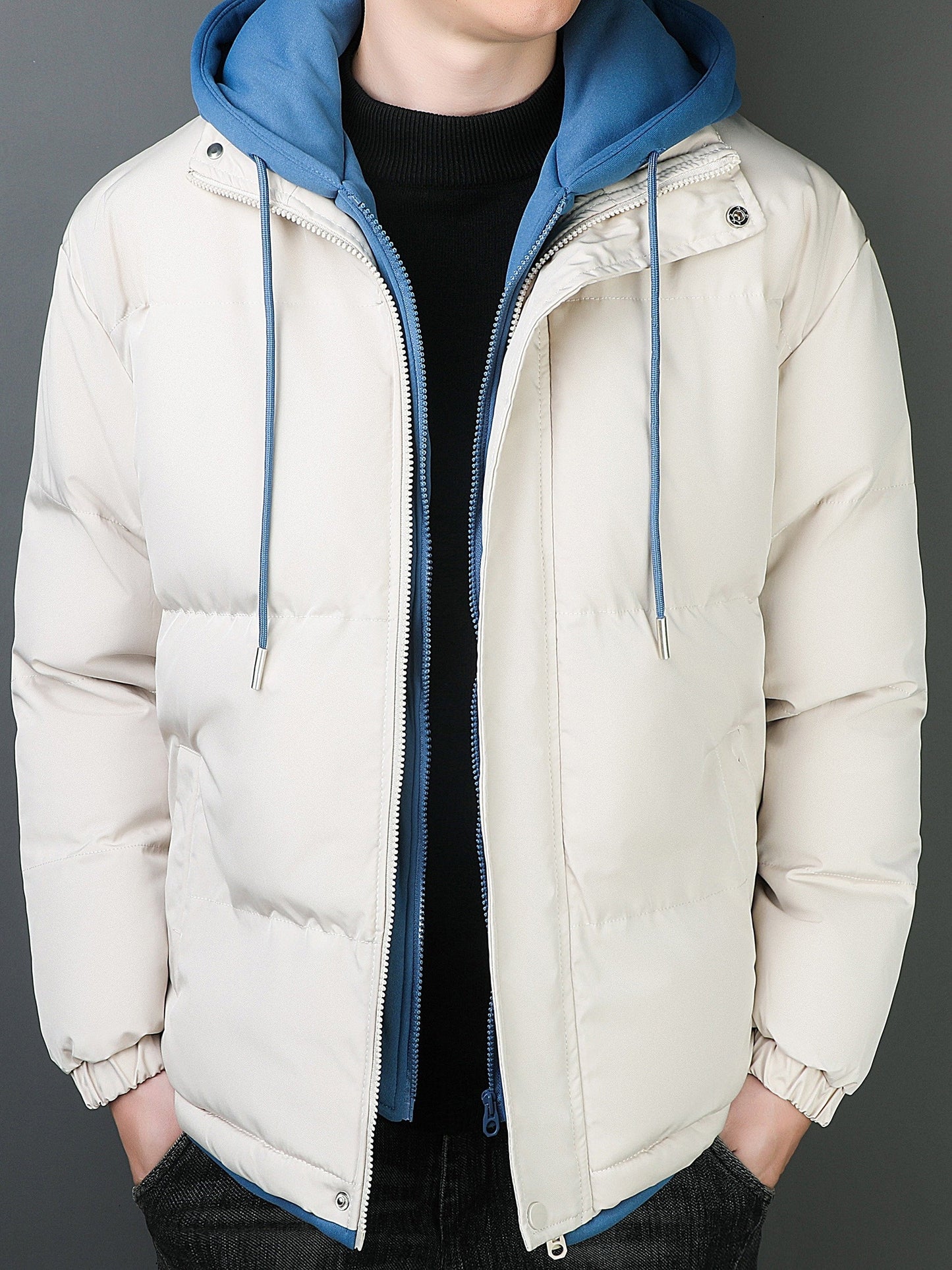 Casual Fake Two Piece Hooded Winter Jacket for Men | Great for Casual Days