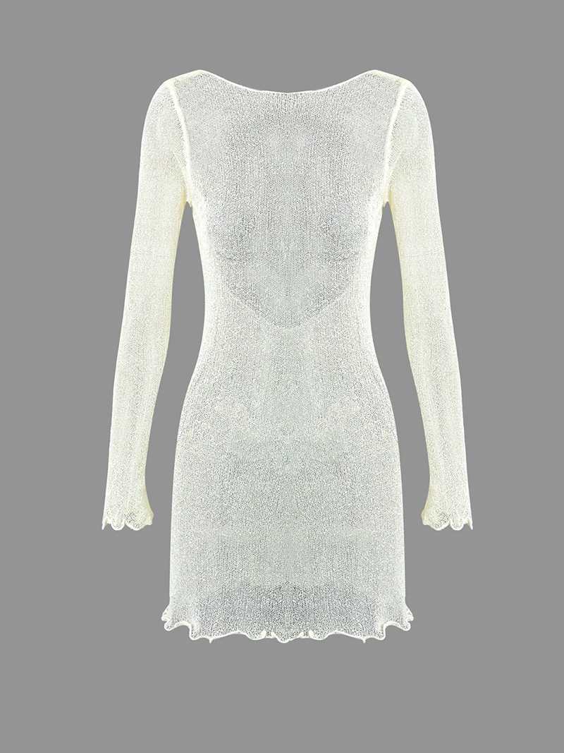 Women's Black Mini Dress Stretch Fabric Long Sleeve 7