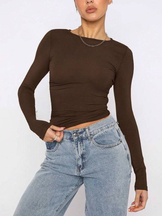 Minimalistisches Crop T-Shirt Damen aus weicher, atmungsaktiver Baumwolle – trendiges Crop Top für lässige und sportliche Styles-5