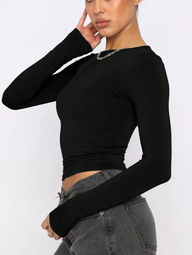 Minimalistisches Crop-T-Shirt für Damen aus weicher, atmungsaktiver Baumwolle – trendiges Crop-Top für lässige und sportliche Styles-6