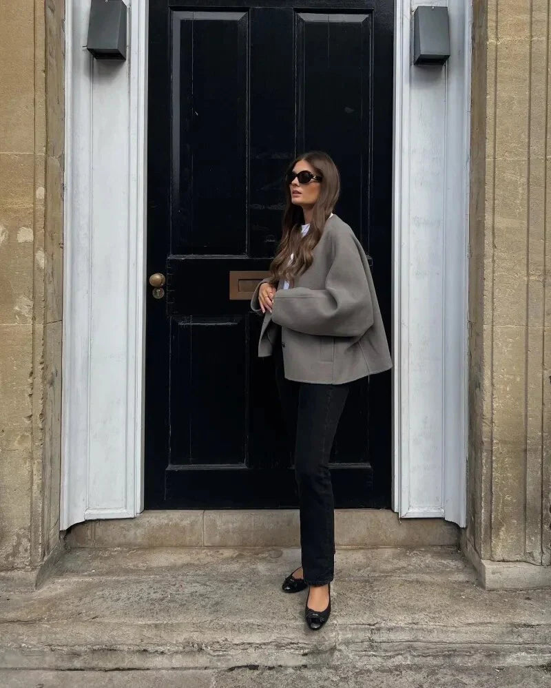 Wollmantel Damen V-Ausschnitt – Stylischer Wintermantel aus 100 % Wolle für kalte Monate, verschiedene Farben und Größen-2