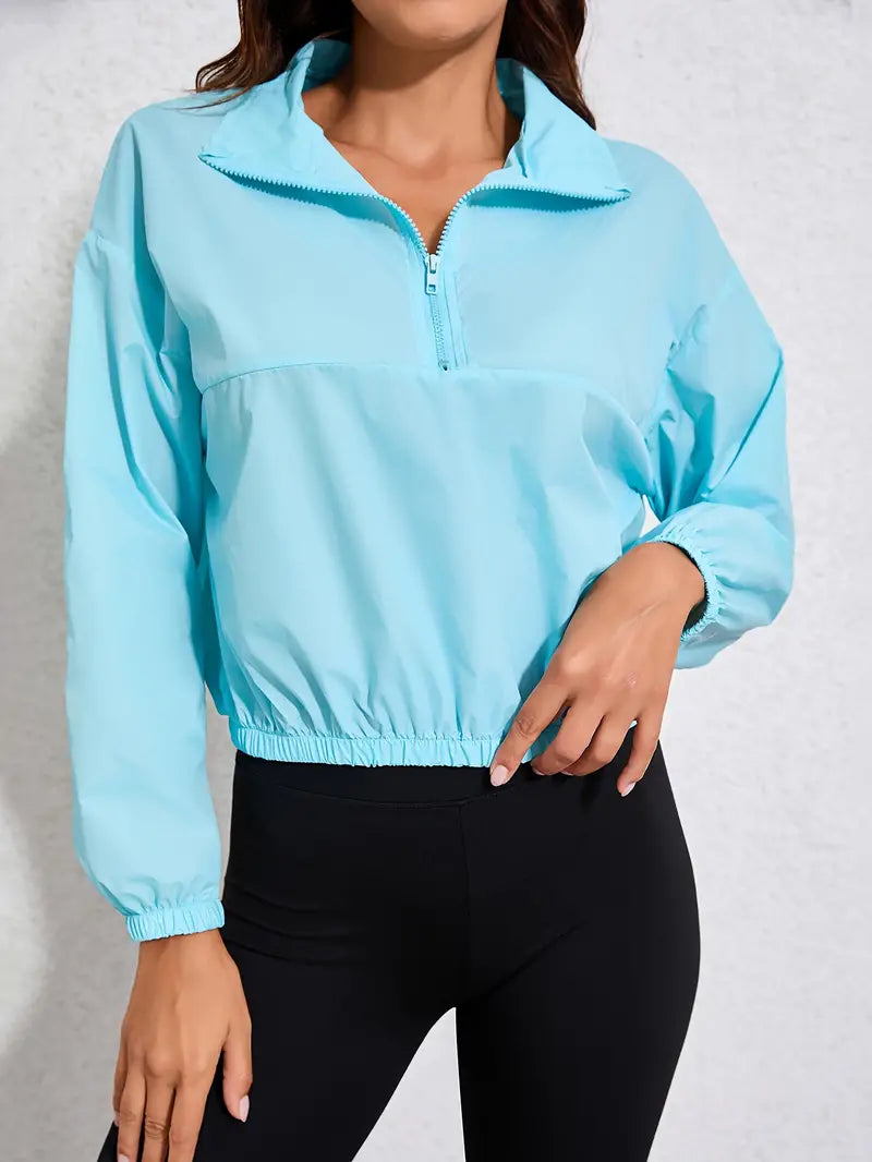 Casual Blue Zip-up Windbreaker Jacket | Great for Outdoor Activities