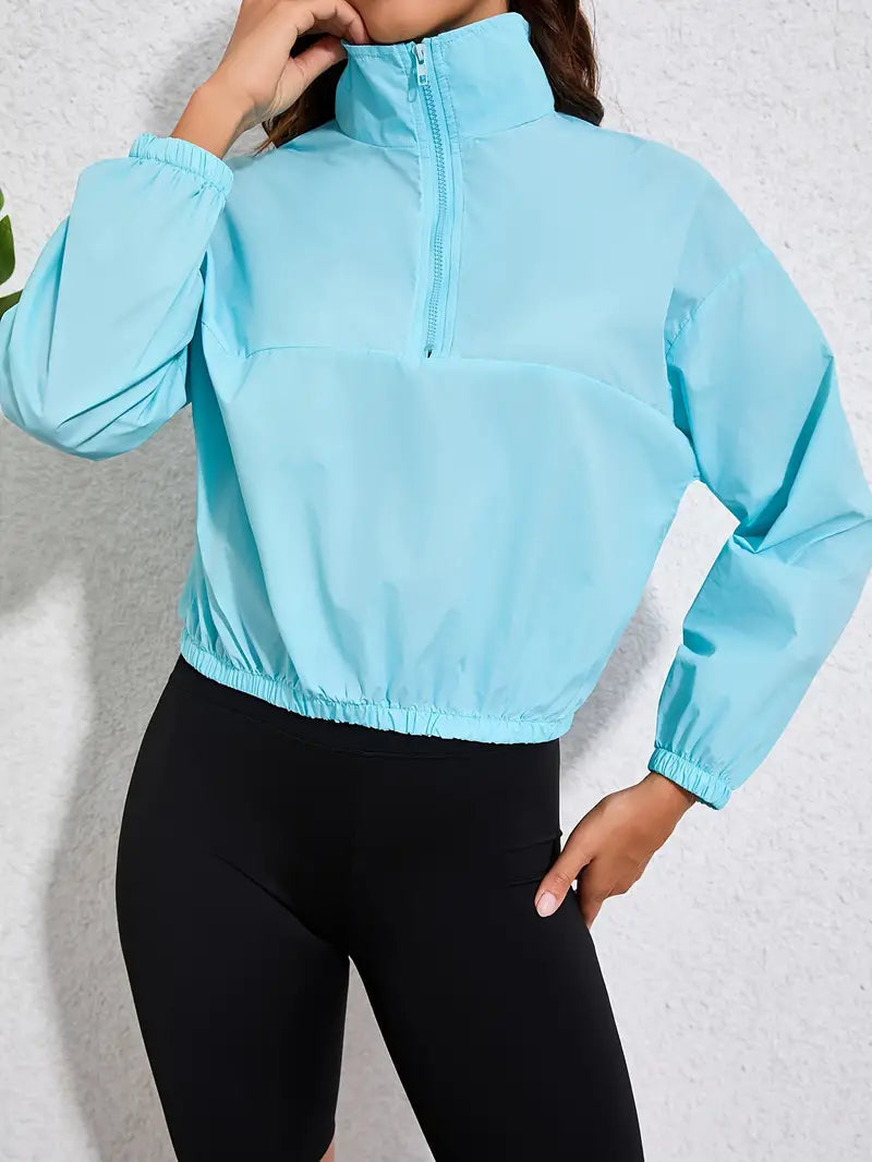 Casual Blue Zip-up Windbreaker Jacket | Great for Outdoor Activities