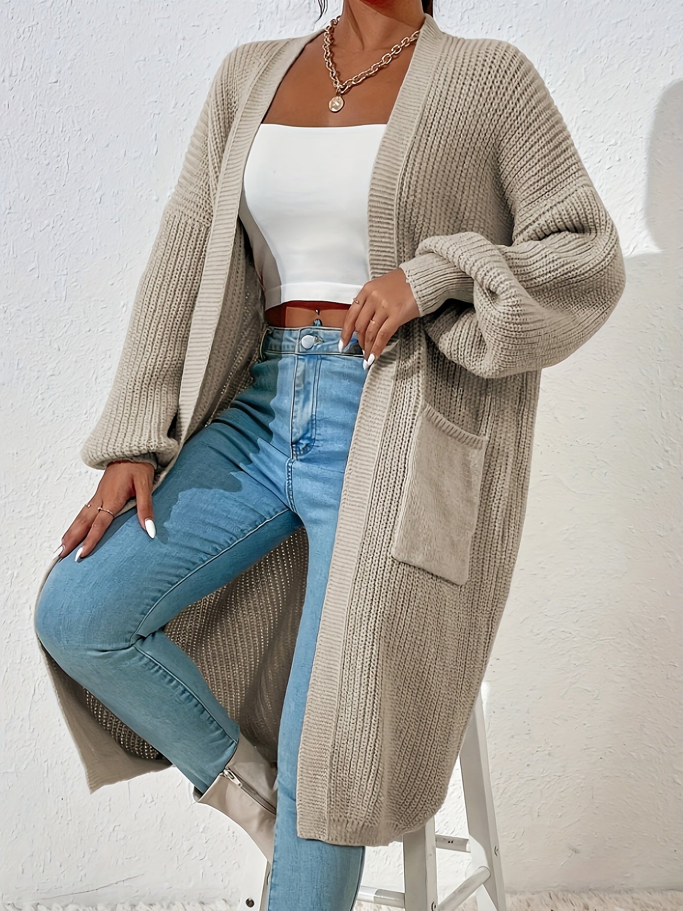 Casual Drop Shoulder Knitwear Cardigan with Pockets for Women | Great for Casual Days