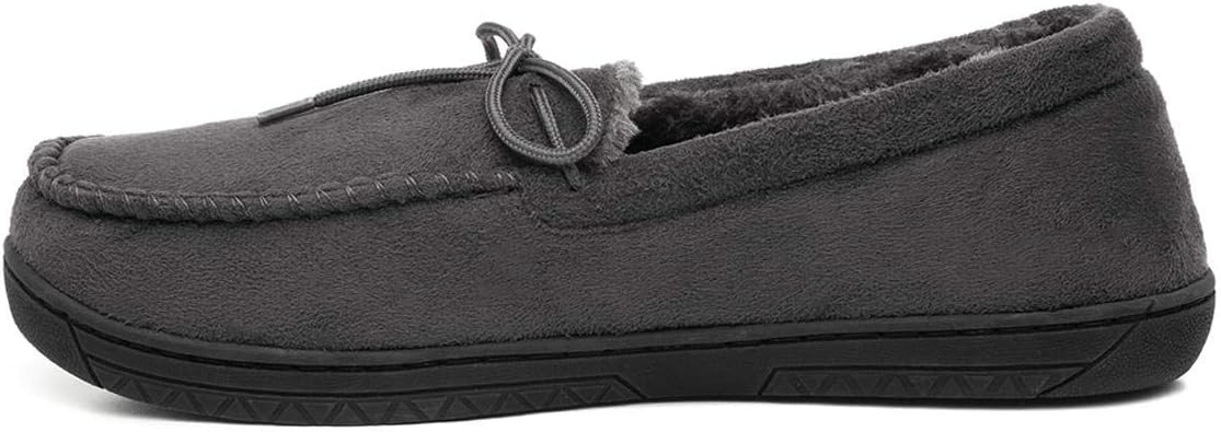 Men’s Moccasin Slippers | Grey Indoor Winter Shoes
