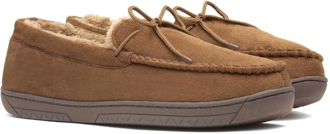 Men’s Moccasin Slippers | Grey Indoor Winter Shoes