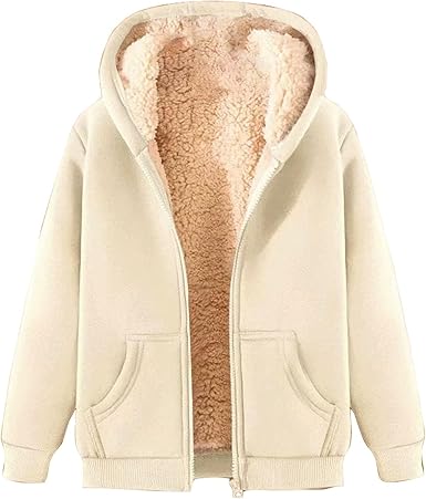 Women's Hooded Sweatshirt Plush Polyester Jacket Warm Coat Pullover Sweatshirt