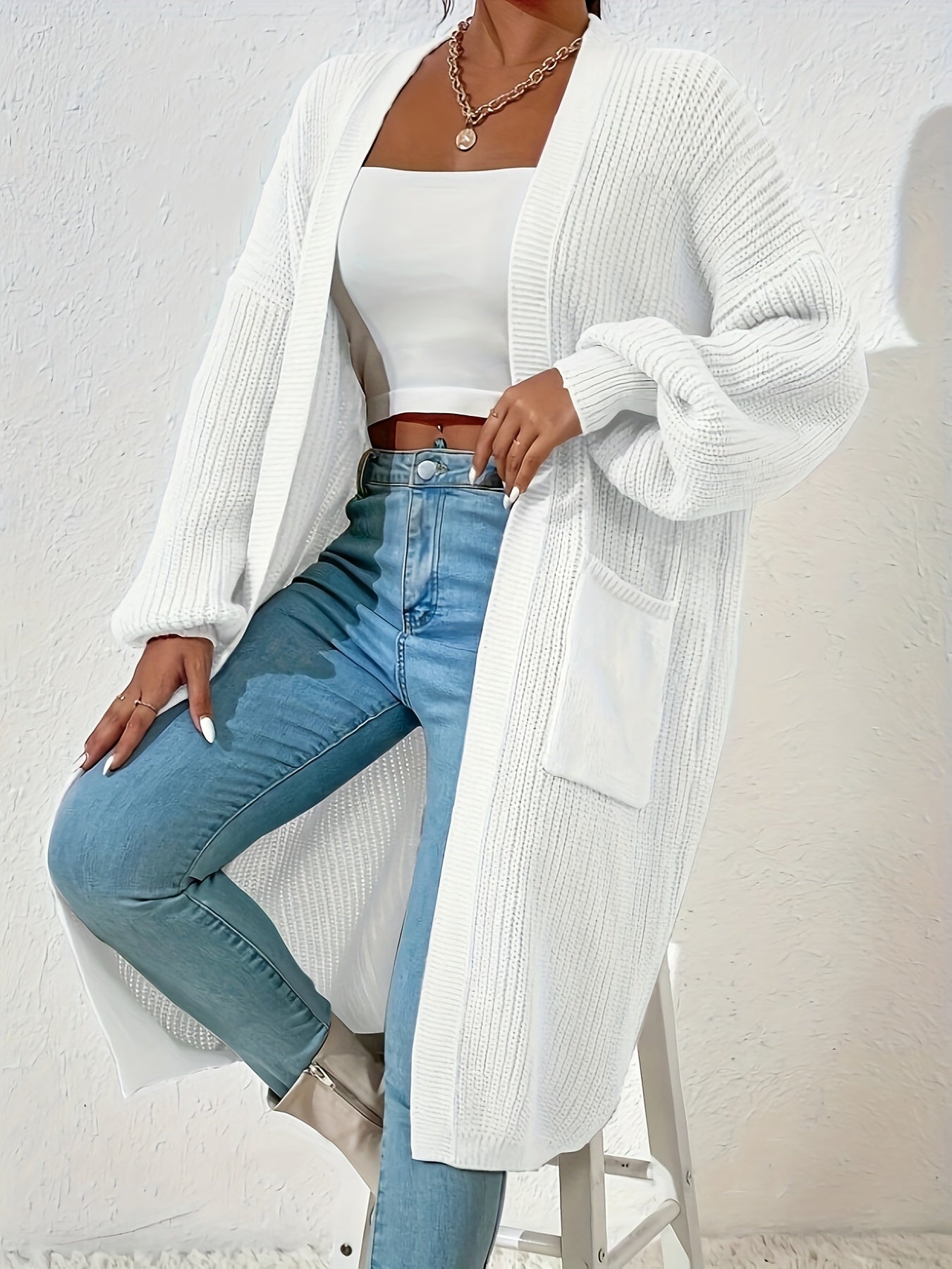 Casual Drop Shoulder Knitwear Cardigan with Pockets for Women | Great for Casual Days