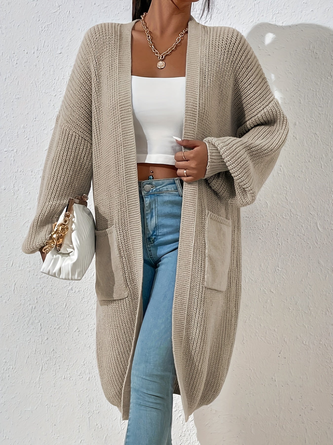 Casual Drop Shoulder Knitwear Cardigan with Pockets for Women | Great for Casual Days