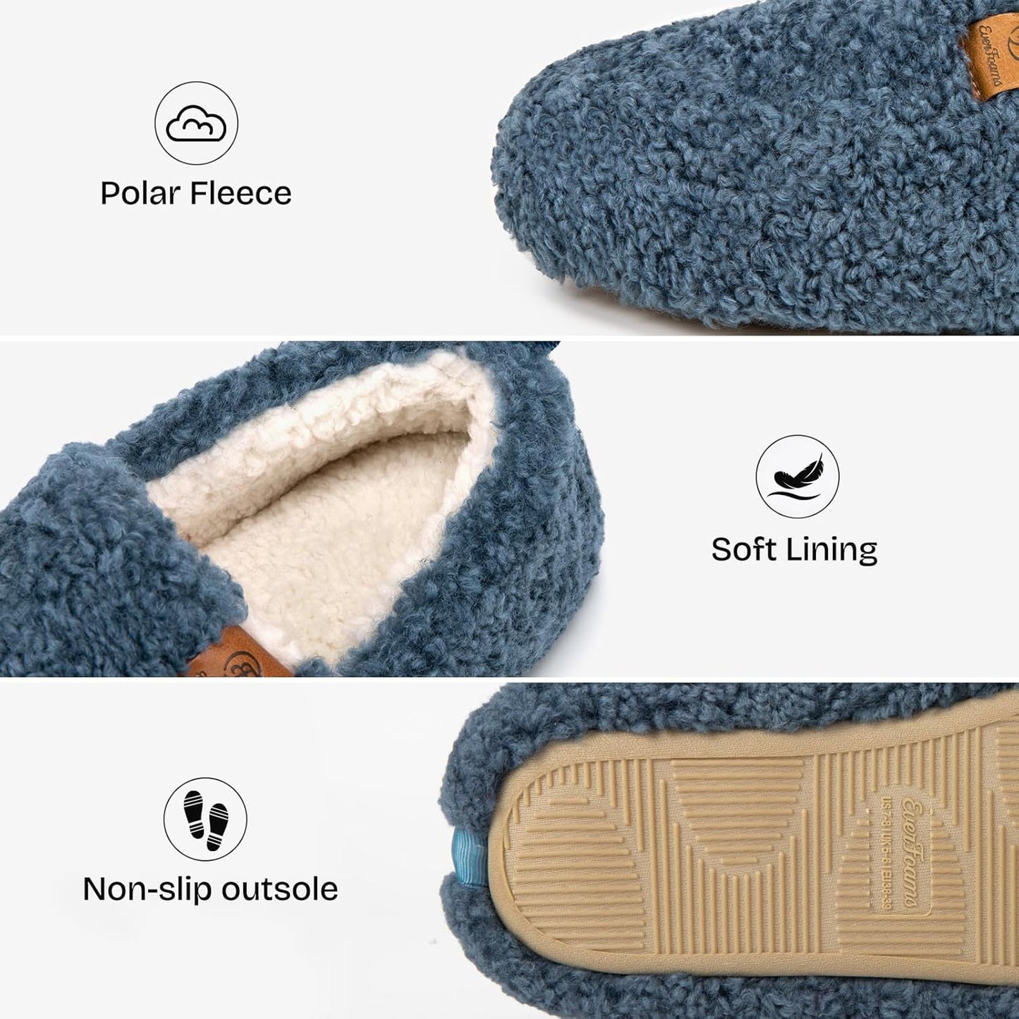 Women’s Fuzzy Full Slippers | Soft Faux Shearling Memory Foam Indoor House Shoes
