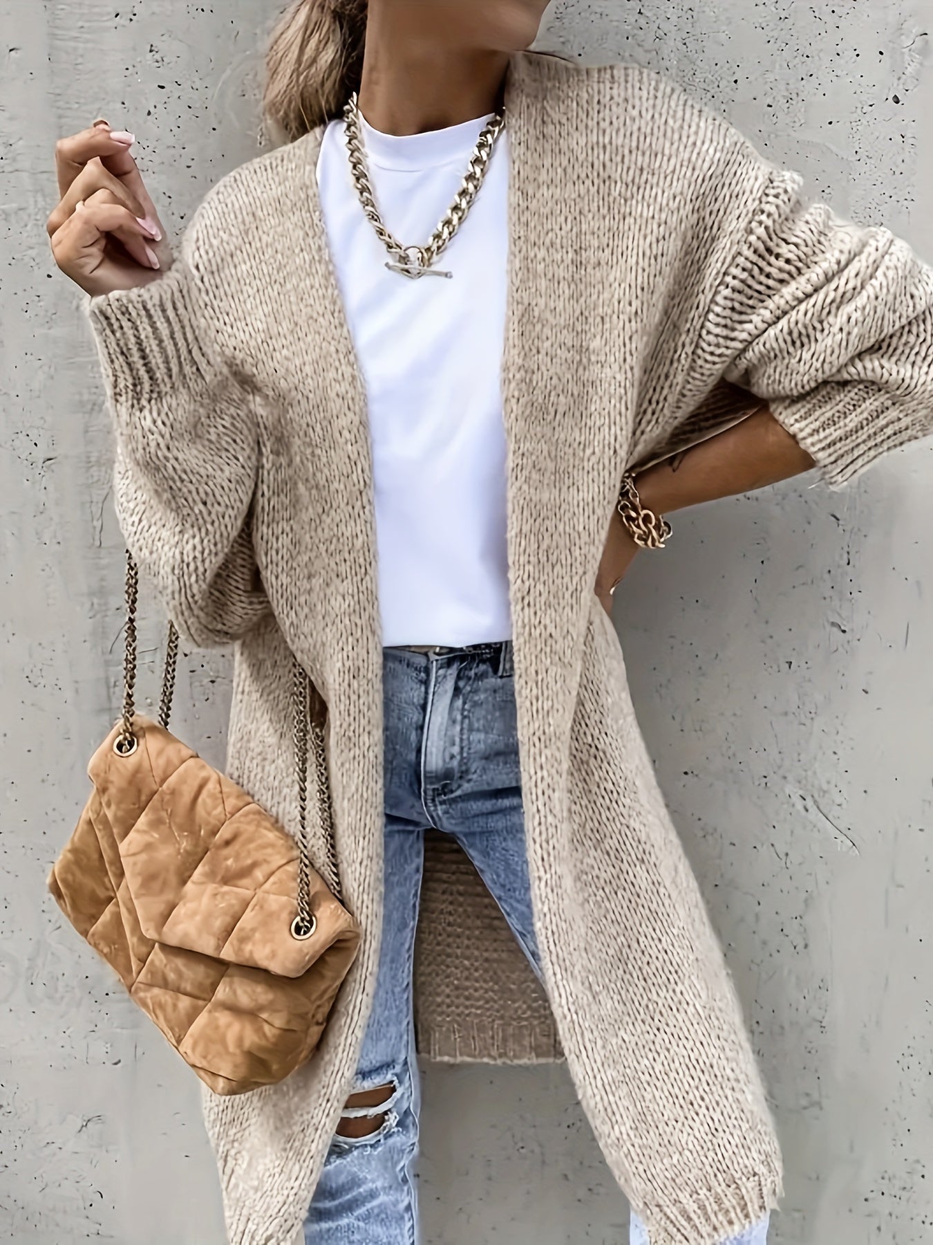 Casual Drop Shoulder Fleece Knitwear Cardigan for Women | Great for Casual Days