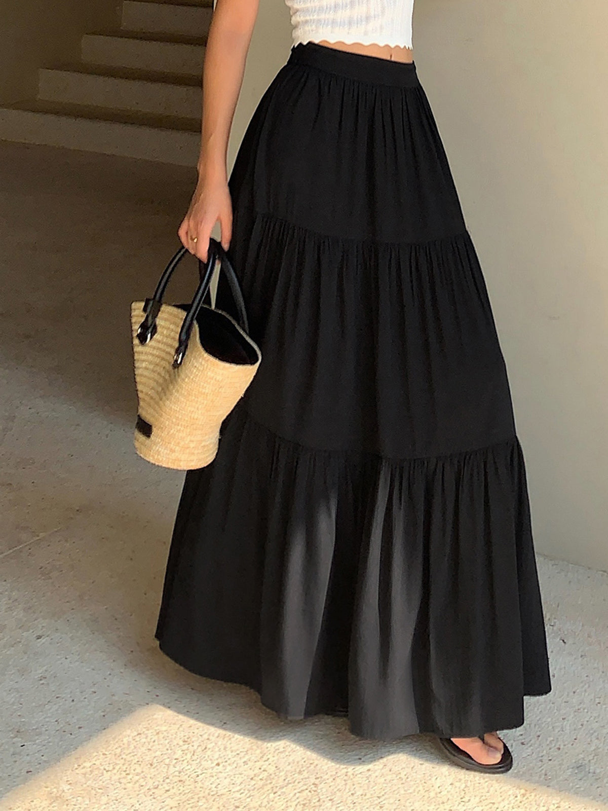 Women's Woven Straw Tote Bag Lightweight Beach Bag 5