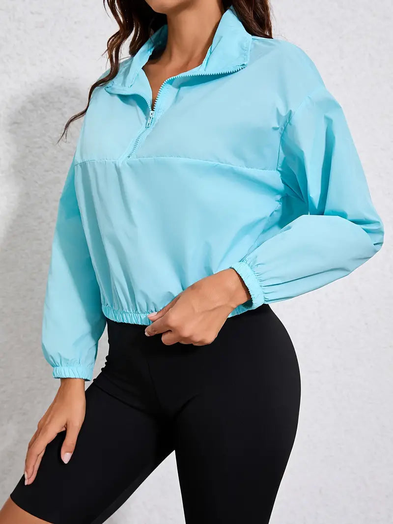 Casual Blue Zip-up Windbreaker Jacket | Great for Outdoor Activities