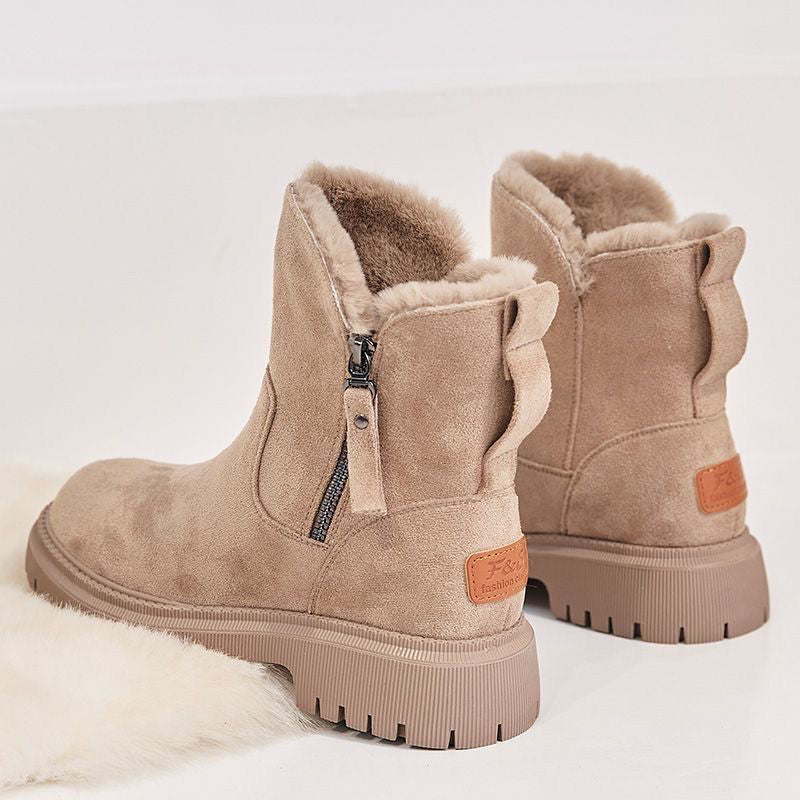 Casual Flat Ankle Boots with Zipper and Vegan Fur for Women | Great for Casual Days