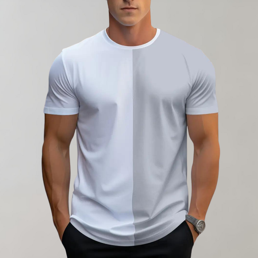 Men's - T-shirt with Color Block - Casual - Modern Style - Everyday Wear