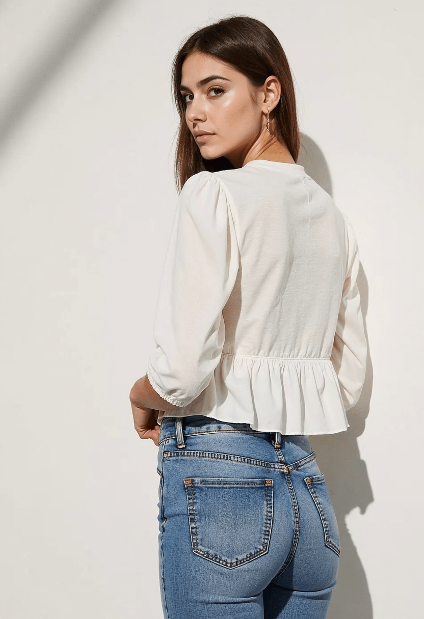 Women's Going Out Top Puff Sleeve with Tie Detail 4