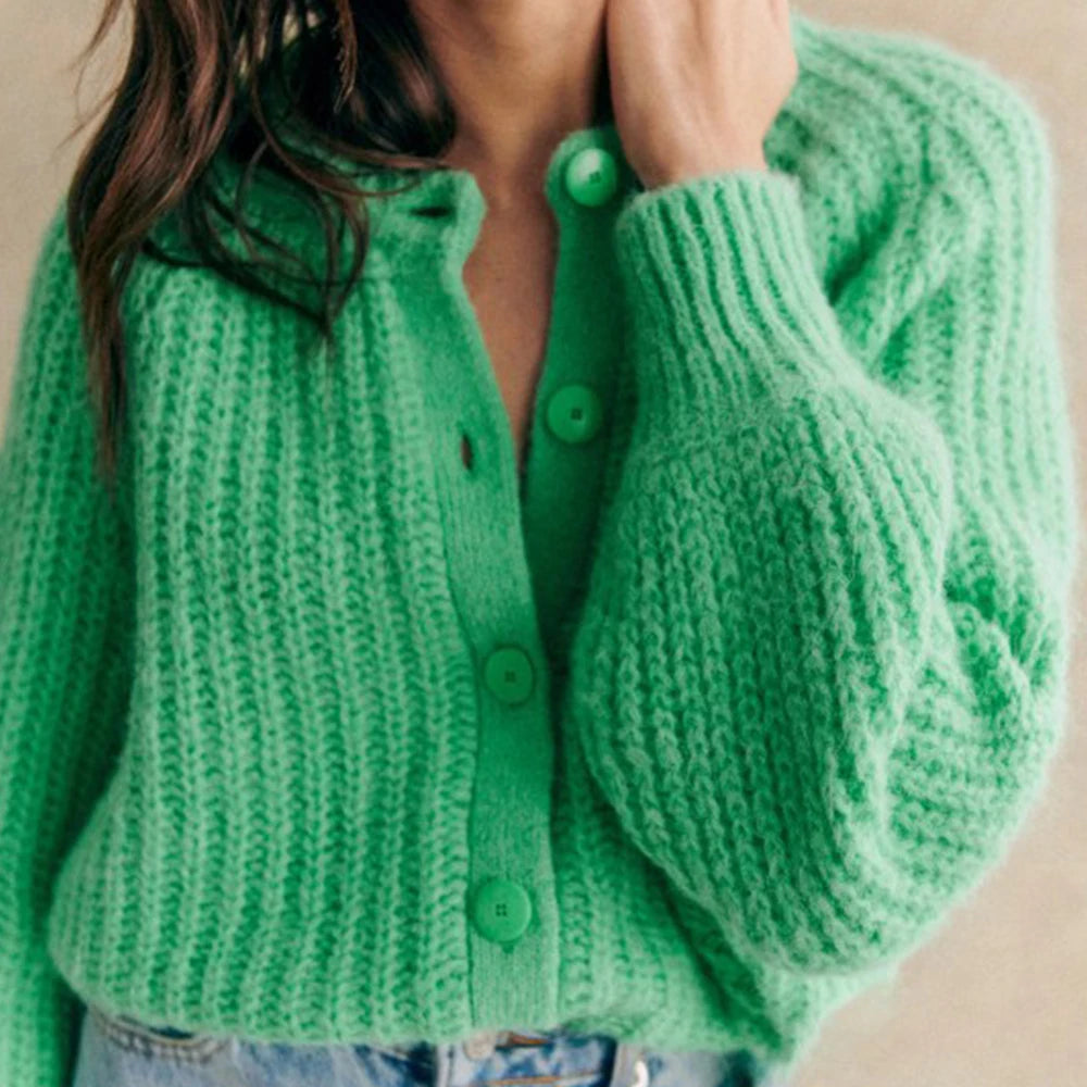 Women's Cardigan 100% Wool Long Sleeve 6