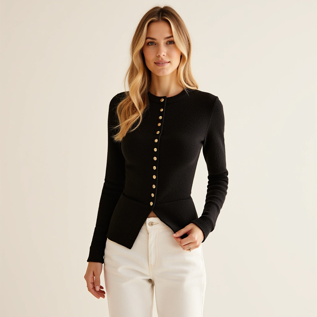 Damen Strickjacke – Weiches Material, Knopfleiste, Bequeme Passform - Chicquemoda XS Chicquemoda Cardigans Damen Strickjacke – Weiches Material, Knopfleiste, Bequeme Passform