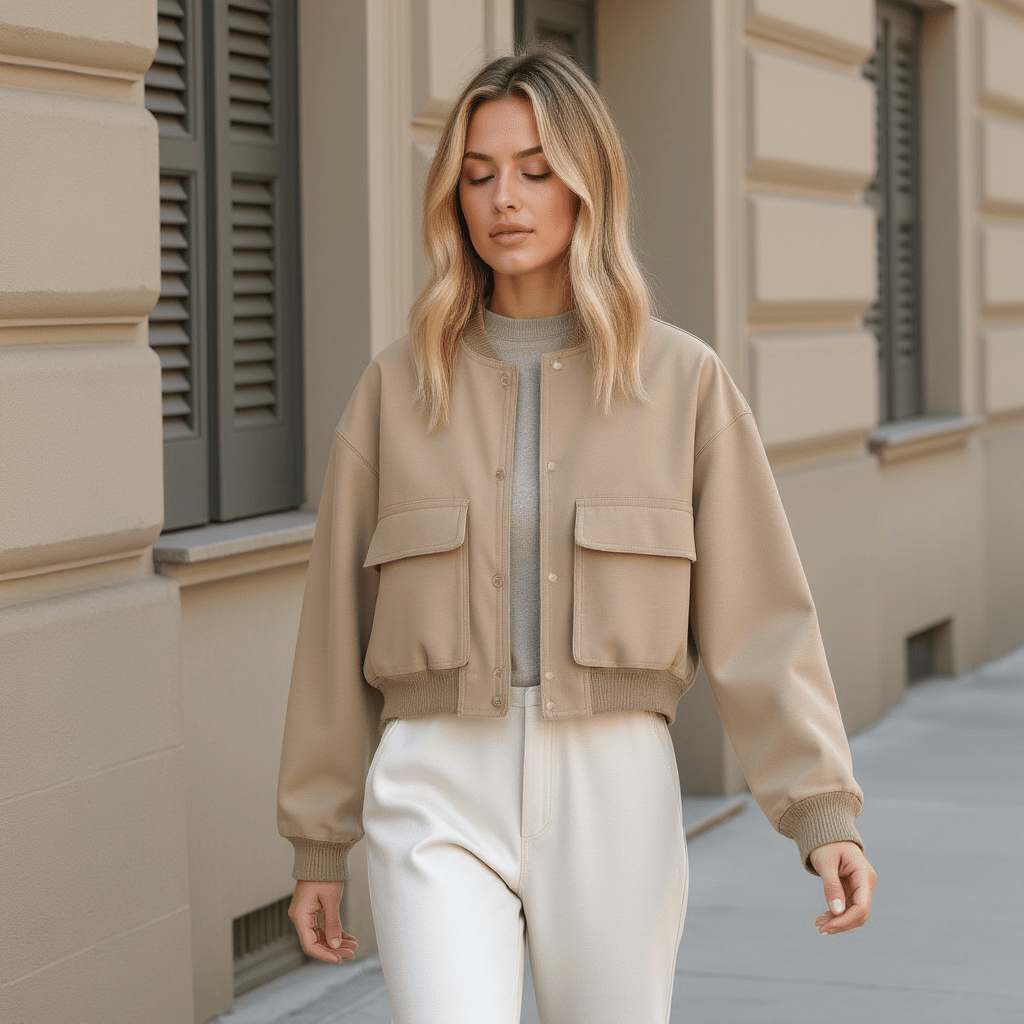 Damen Übergangsjacke – Moderne Schnittführung mit praktischen Taschen, Vielseitig und Bequem - Chicquemoda XS Chicquemoda Bomberjacken Damen Übergangsjacke – Moderne Schnittführung mit praktischen Taschen, Vielseitig und Bequem