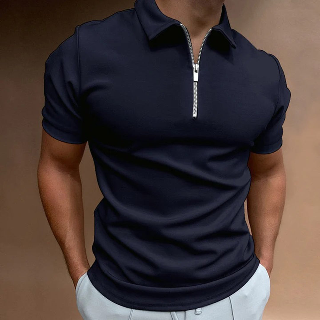 Men's - Zip Polo Shirt - Casual - Timeless Style - Ideal for Summer