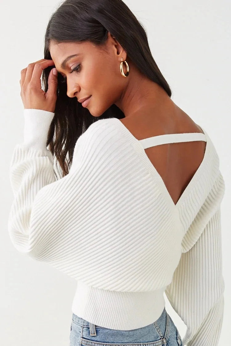 Women’s Long Sleeve V-Neck Sweater| Casual Autumn & Winter Top