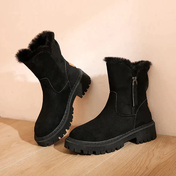 Casual Flat Ankle Boots with Zipper and Vegan Fur for Women | Everyday Wear for Women