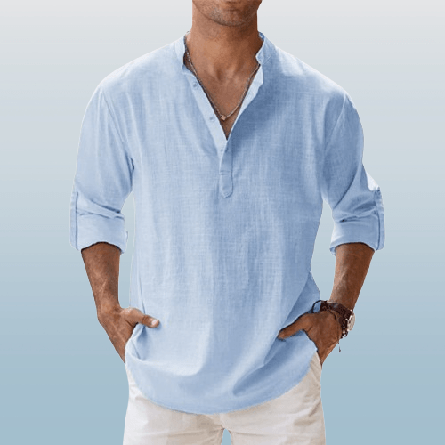Men's Linen Shirt Henley Blend