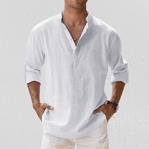 Men's Linen Shirt Henley Blend