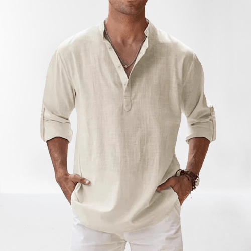 Men's Linen Shirt Henley Blend