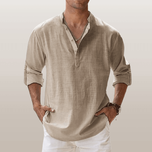 Men's Linen Shirt Henley Blend
