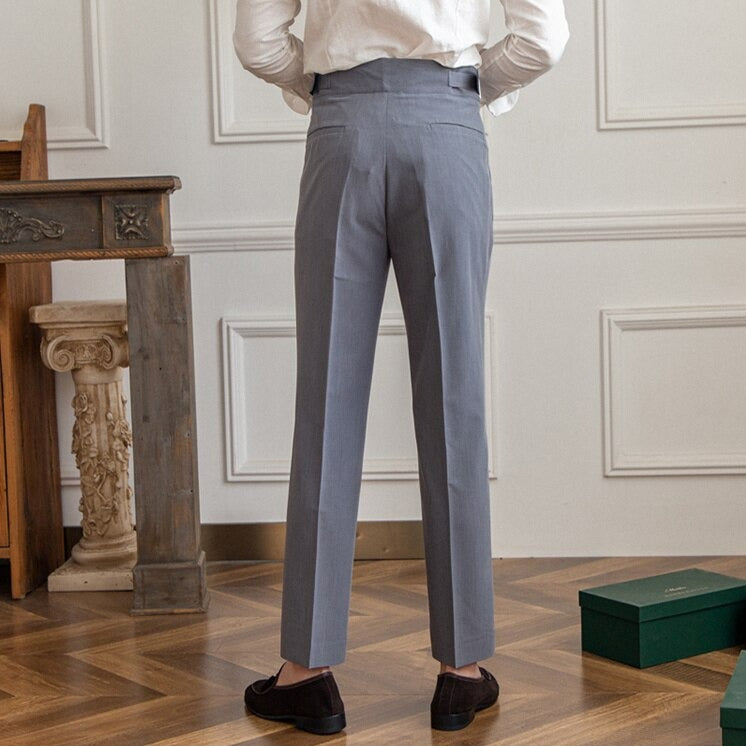 Men's Trousers Wool Blend High-Waisted Tailored