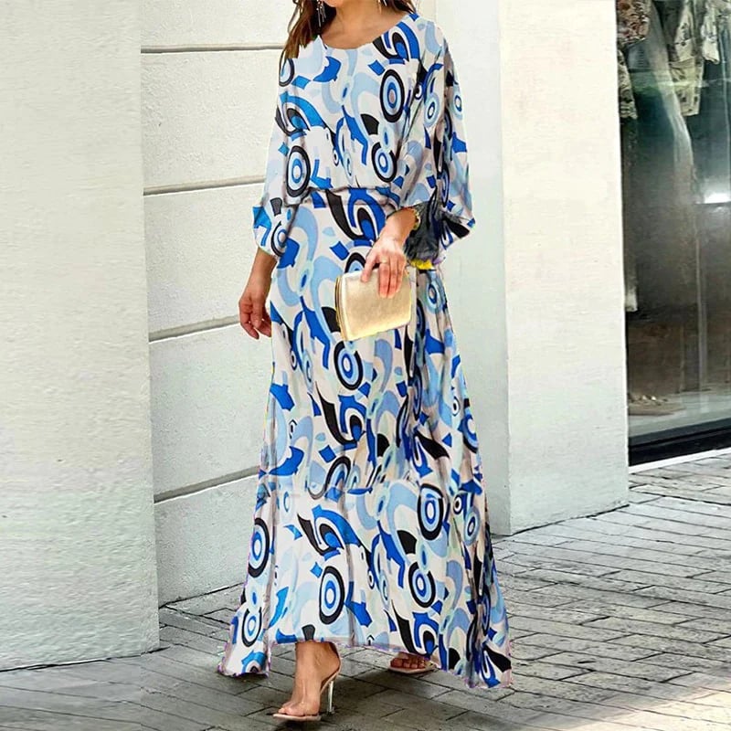 Women's - Elegant Swirl Print Maxi Dress for Women