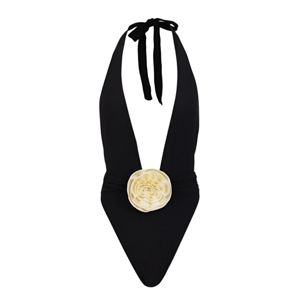 Women's One-Piece Swimsuit Nylon with Rose Detail 13