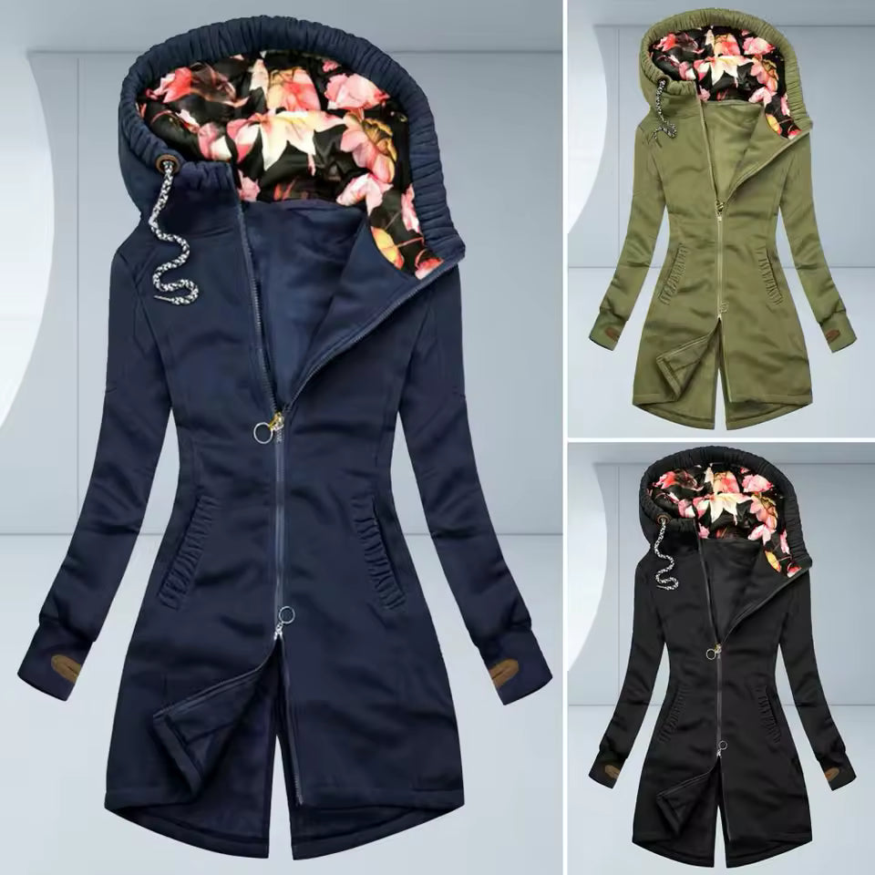 Waterproof Outdoor Rain Jacket with Hood and Flowers for Women | Great for Outdoor Activities