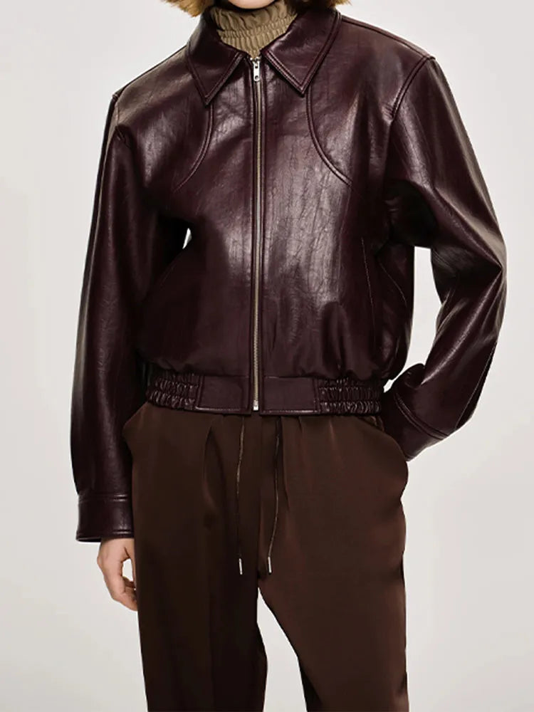 Women’s Burgundy Leather Jacket – Stylish & Timeless