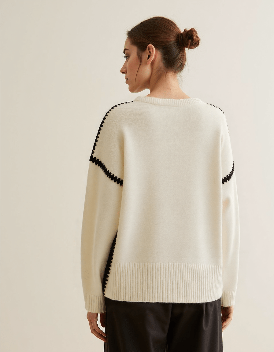 Damen Pullover – besticktes Design, minimalistisch und vielseitig – 4