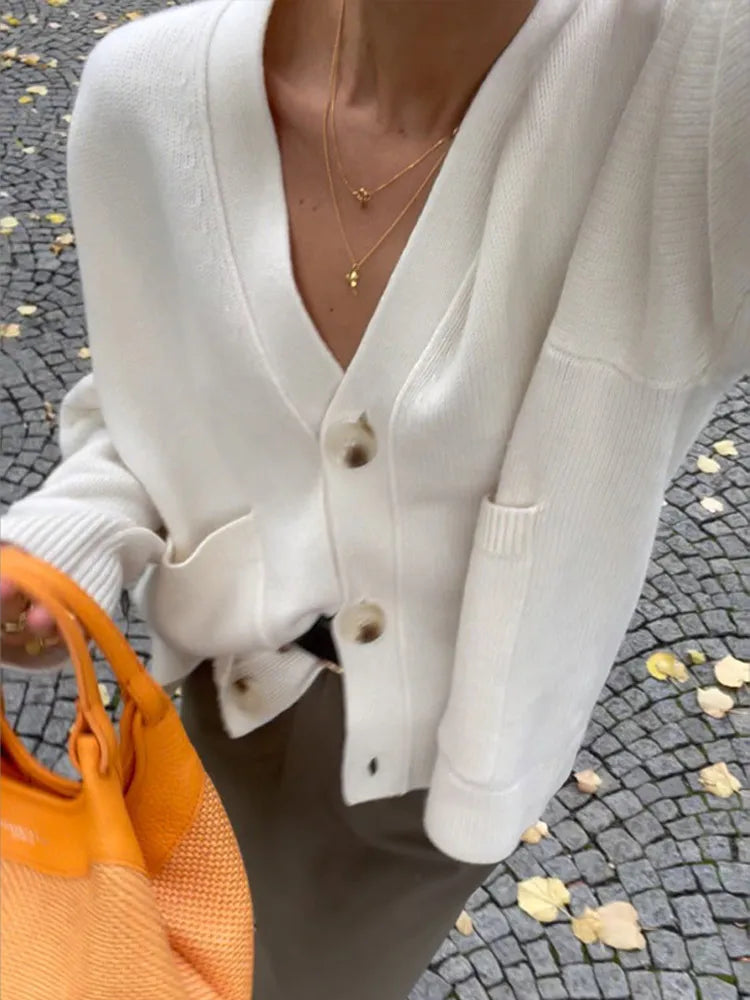 Juliette V-Neck Knit Cardigan – Soft, Elegant & Perfect for Layering