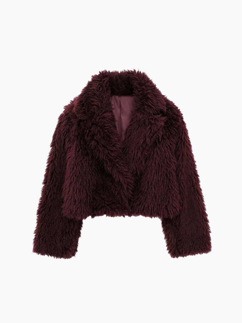 Women's Faux Fur Jacket – Soft, Warm & Stylish, Burgundy