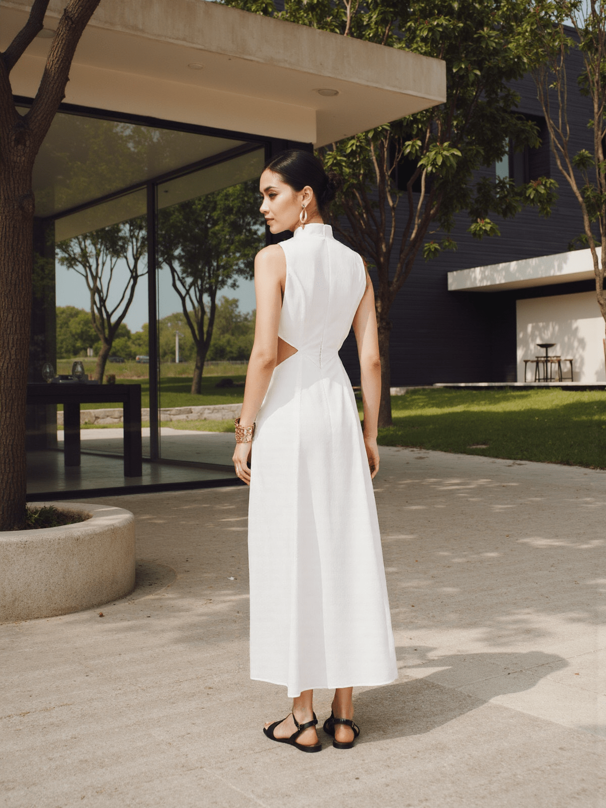 Women's Maxi Dress Cotton and Linen Elegant Design 4