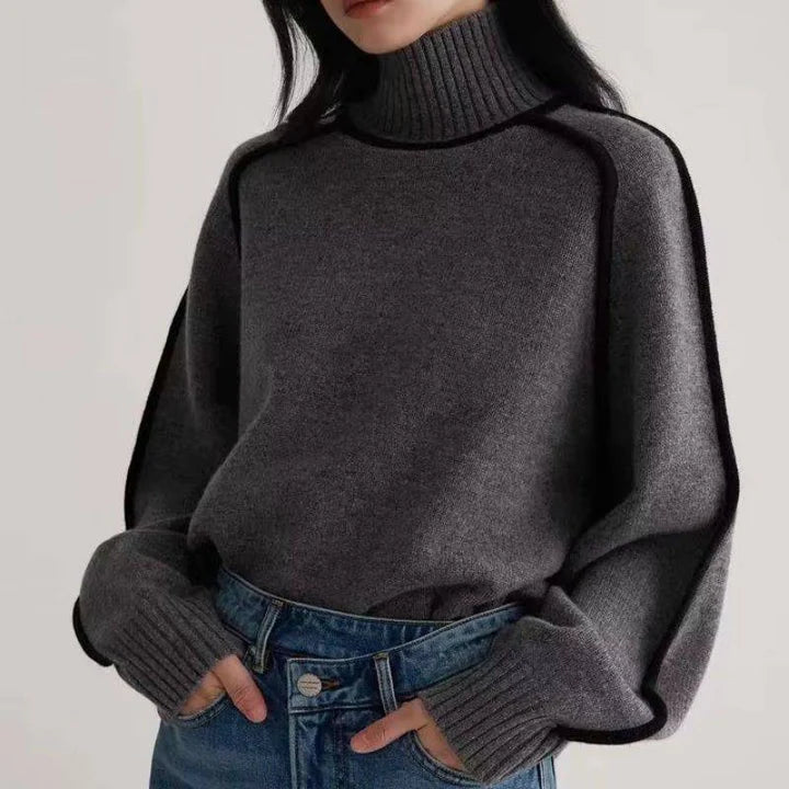 Women's Cashmere Turtleneck Sweater Black 2