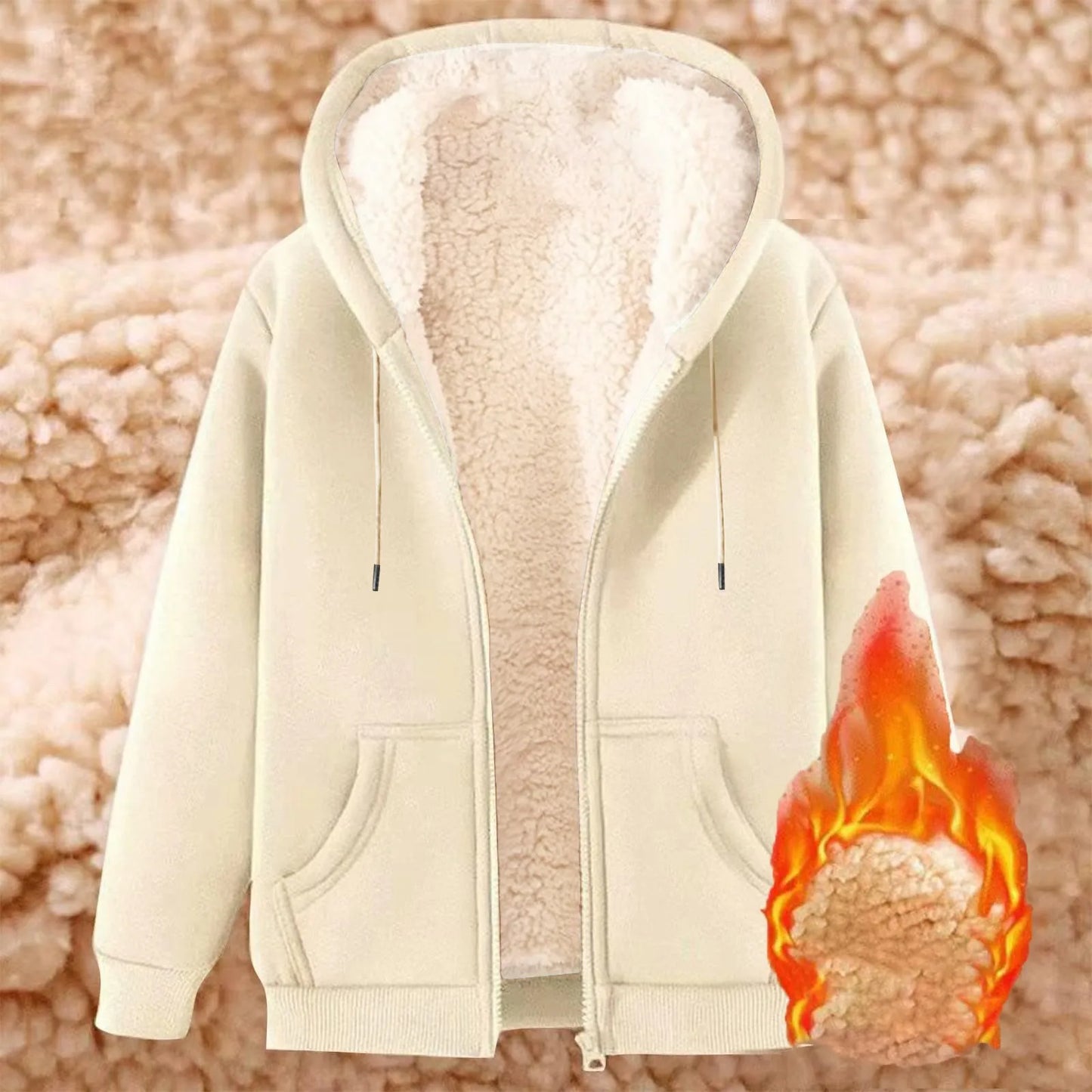 Women's Hooded Sweatshirt Plush Polyester Jacket 0