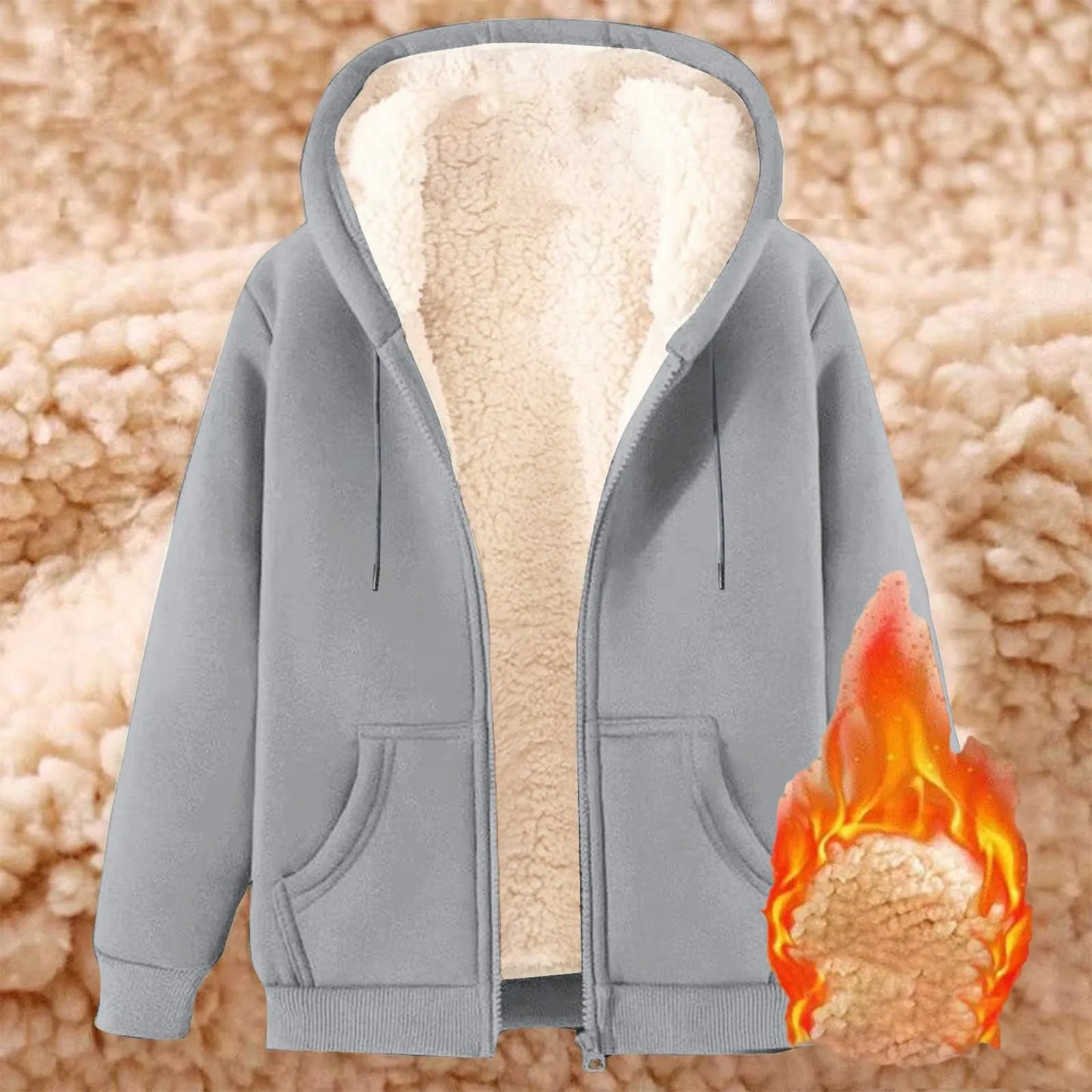 Women's Hooded Sweatshirt Plush Polyester Jacket 1