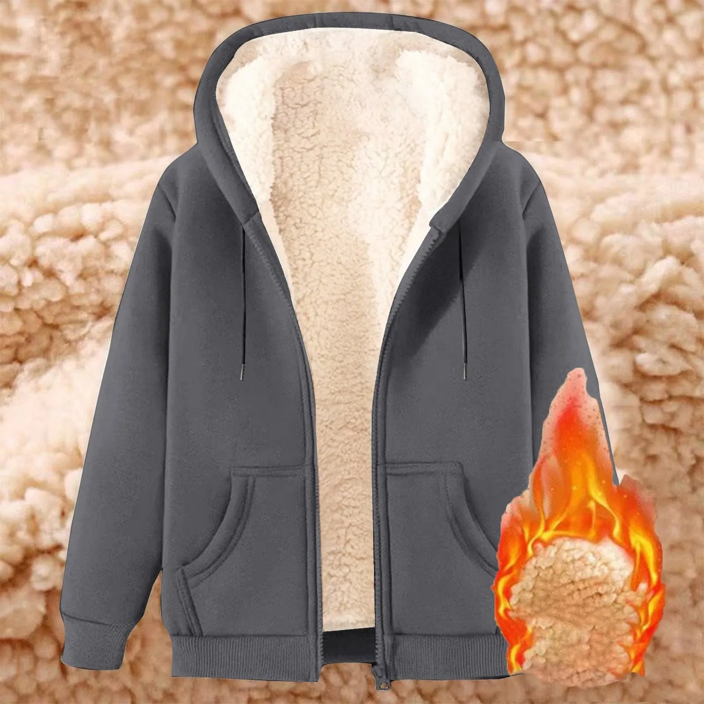 Women's Hooded Sweatshirt Plush Polyester Jacket 2