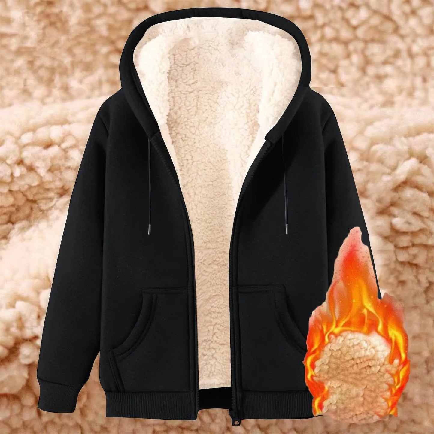 Women's Hooded Sweatshirt Plush Polyester Jacket 3
