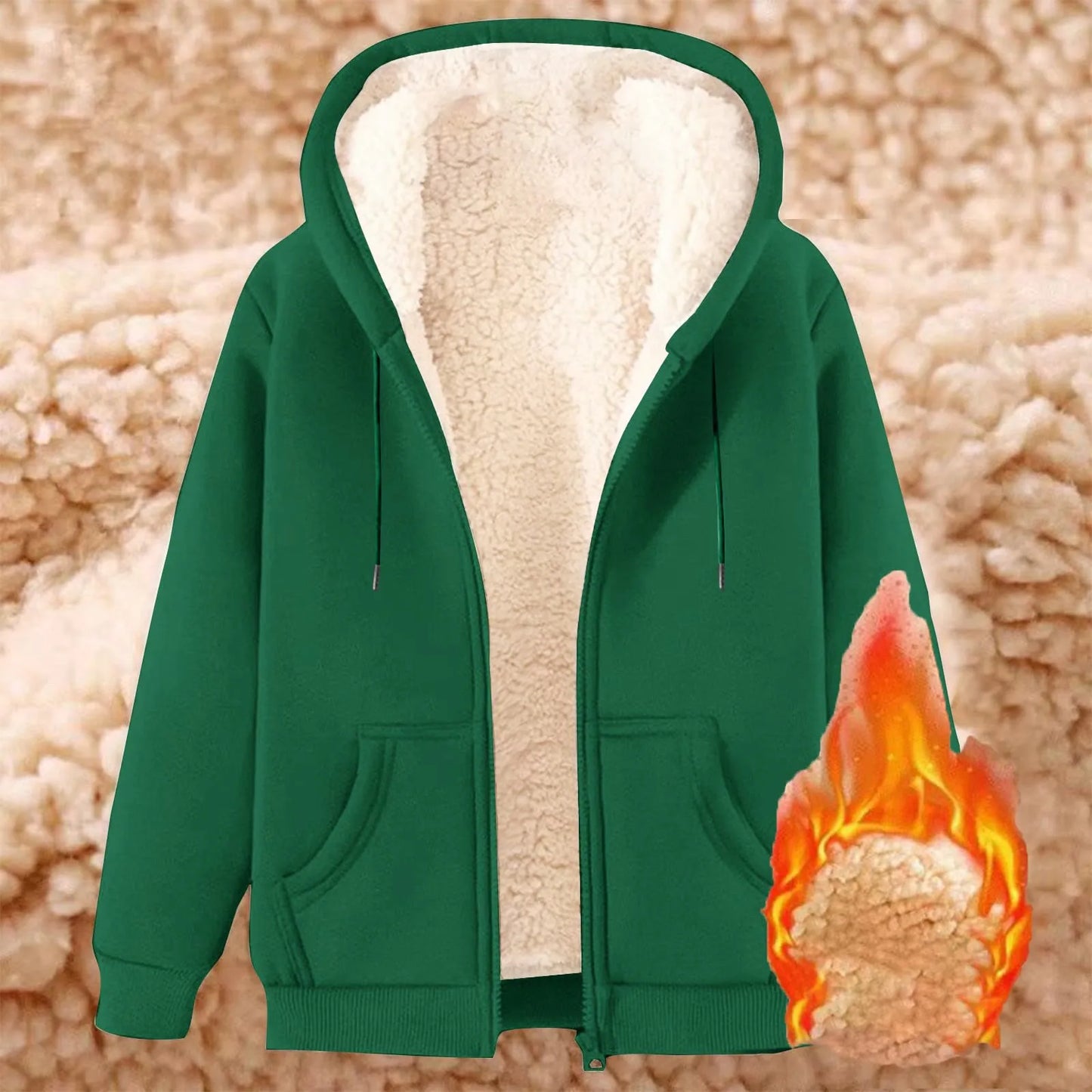 Women's Hooded Sweatshirt Plush Polyester Jacket 6