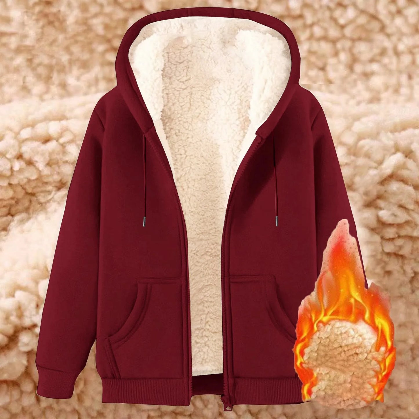 Women's Hooded Sweatshirt Plush Polyester Jacket 7