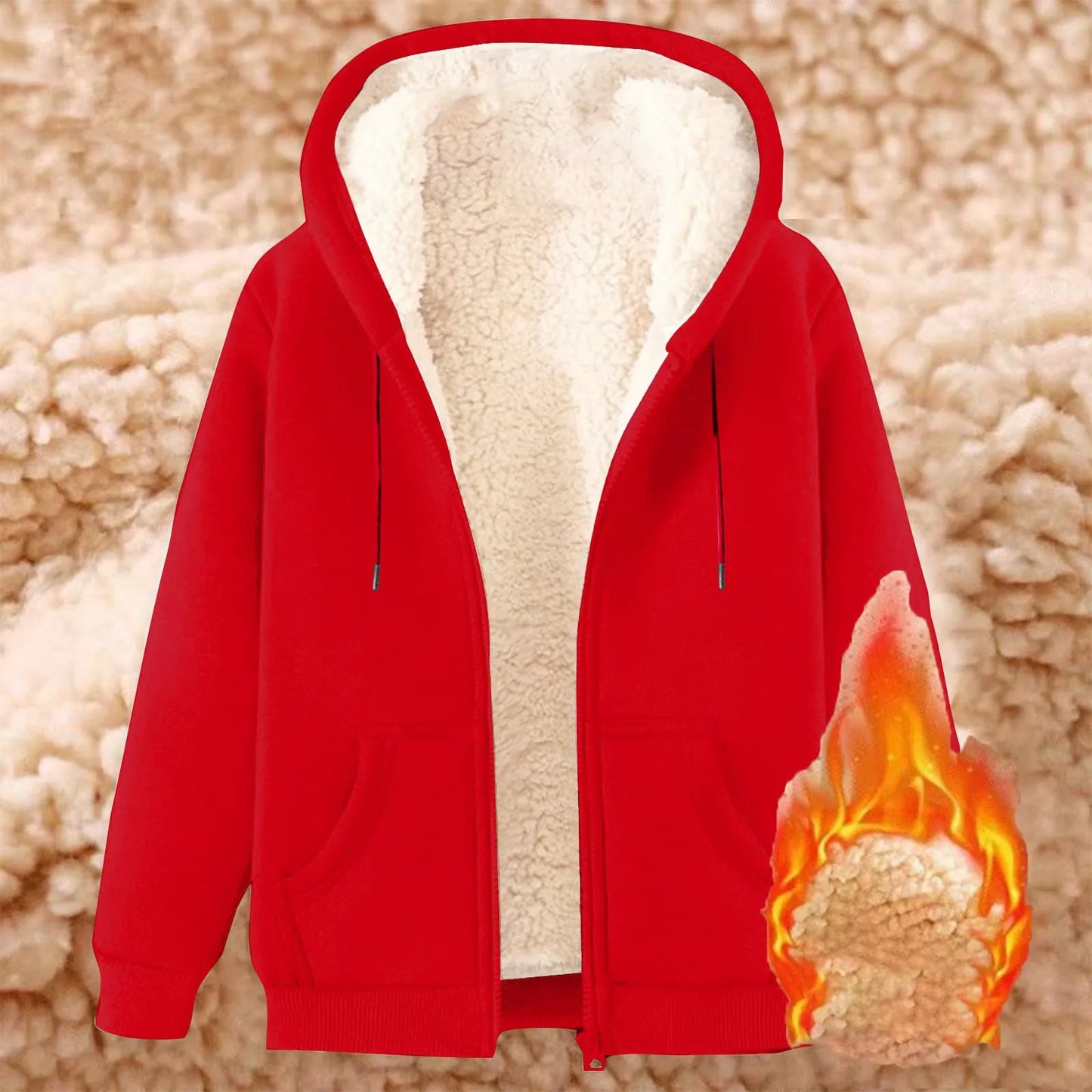 Women's Hooded Sweatshirt Plush Polyester Jacket 8