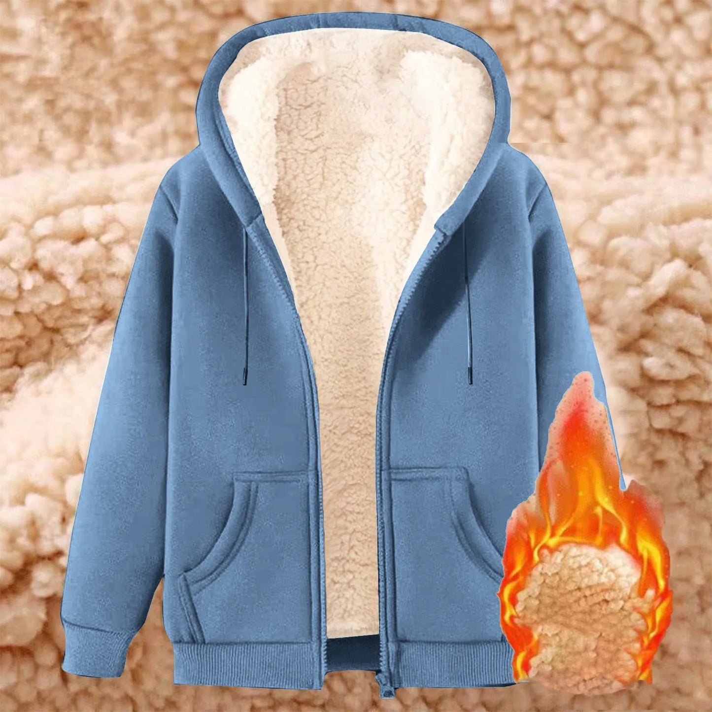 Women's Hooded Sweatshirt Plush Polyester Jacket 9